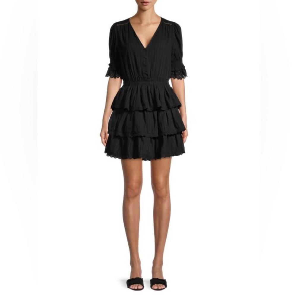NWT: ALLISON NEW YORK Embroidered Tiered Cotton Dress